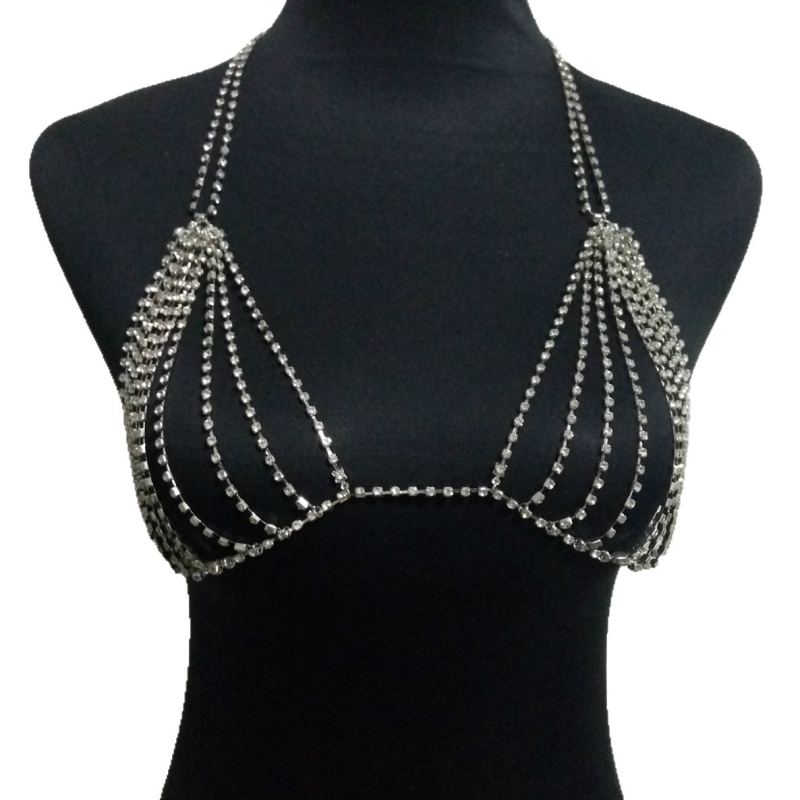 Телесна верижка за жени с кристали, електроплакиране, златно покрити камъни, код C801