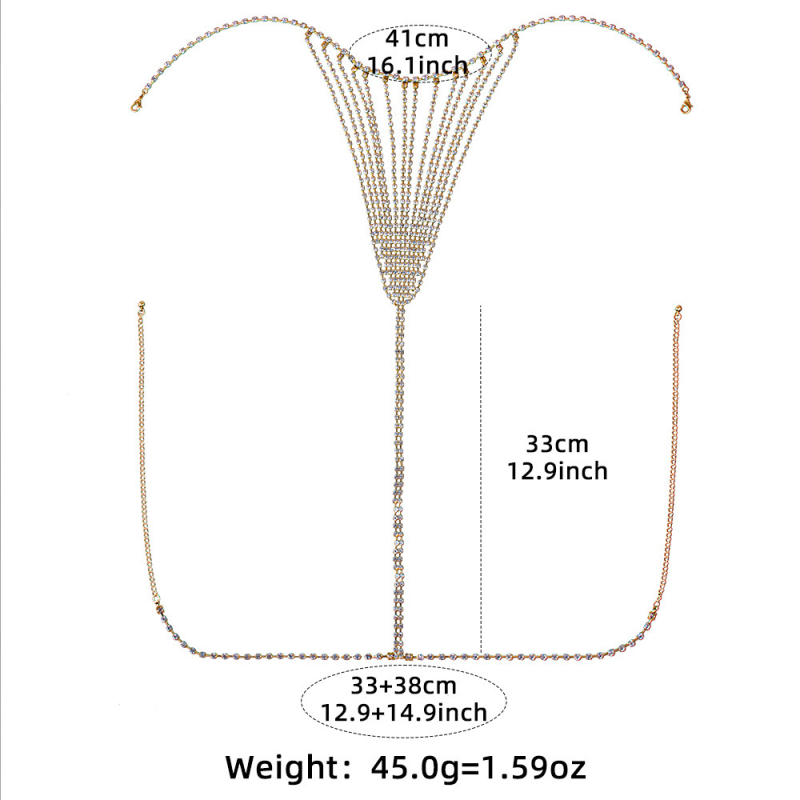 Метална верига за талия с кристали за жени – телесна/бански верига, дължина 135 см, ширина 4 мм, кръг на колана: единичен