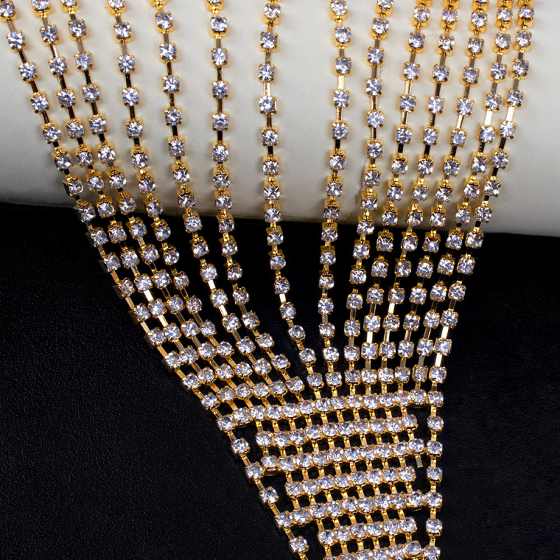 Метална верига за талия с кристали за жени – телесна/бански верига, дължина 135 см, ширина 4 мм, кръг на колана: единичен