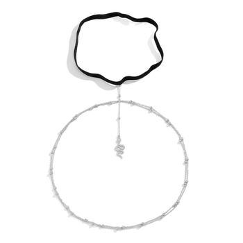 Еластична двойна мъниста верига за тяло с метална змийска висулка и пискюл, бедрена верига — пускане през зимата 2025