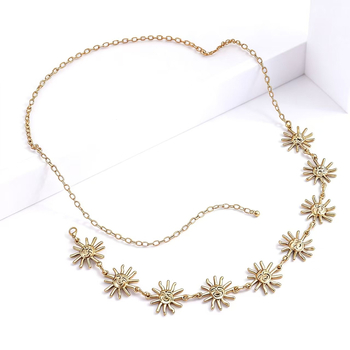 Метална поясна и телесна верига в хип-хоп стил с мотив усмихнат слънчоглед за жени