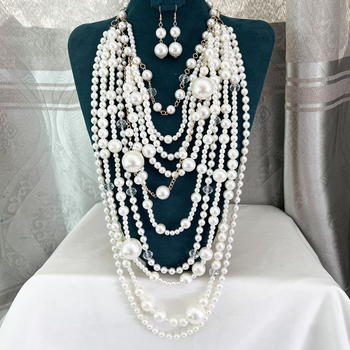 Многоетажна перлена огърлица с body chain, ръчна изработка, U-образна геометрична Pearl Chain, дамска модна огърлица