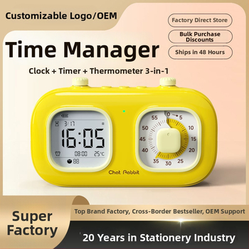 Таймер за управление на времето с двоен екран – визуално обратно отброяване за ученици и деца; LCD дисплей с индикатор и цифри; захранване с батерия; ABS корпус