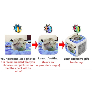 Будилник с LED дисплей, нощно осветление, аларма, 24-часов формат, персонализирано чрез изображения