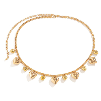 Колан за талия - метална бохемска верига за тяло с любовно сърце, унисекс, моден OL стил, верига с едно кръгло звено, дължина под 60 см