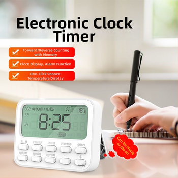 Дигитален будилник с аларма и таймер, термометър, вечен календар, хронограф и обратно броене, LCD дисплей