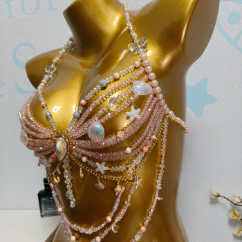 Ръчно изработена мънистена верига за тяло, звездообразна форма, серия Принцеса, сплав