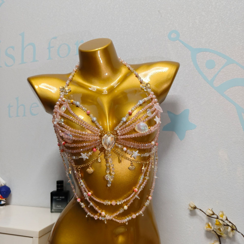 Ръчно изработена мънистена верига за тяло, звездообразна форма, серия Принцеса, сплав