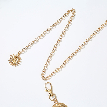 Поясна верига със слънце и луна, метална, дължина 110 см, елегантен стил