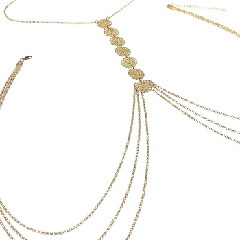 Колие за тяло с резбован мотив на цвете, капковиден дизайн, електроплатена сплав, дамски народен стил