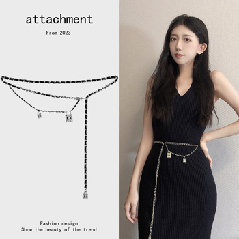 Верига за талия за дами – пънк хип-хоп стил, верига за тяло, дължина 60-80 cm, ширина 2 cm, персонализиран дизайн