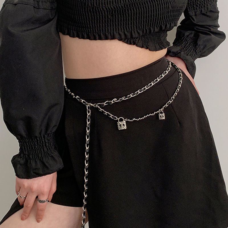 Верига за талия за дами – пънк хип-хоп стил, верига за тяло, дължина 60-80 cm, ширина 2 cm, персонализиран дизайн