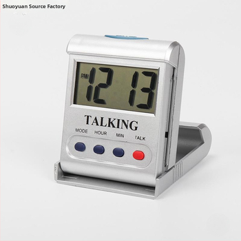 Настолен часовник със звуково обявяване на часа за възрастни и слепи, часови напомняния на всеки час (Едностранен дисплей; Автоматично захранване; Тип на движение: Друг; Водоустойчиво: Не)