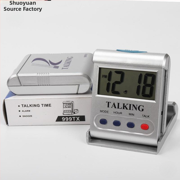 Настолен часовник със звуково обявяване на часа за възрастни и слепи, часови напомняния на всеки час (Едностранен дисплей; Автоматично захранване; Тип на движение: Друг; Водоустойчиво: Не)