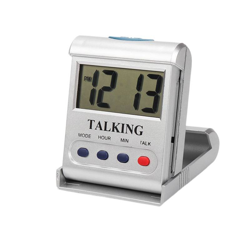 Настолен часовник със звуково обявяване на часа за възрастни и слепи, часови напомняния на всеки час (Едностранен дисплей; Автоматично захранване; Тип на движение: Друг; Водоустойчиво: Не)