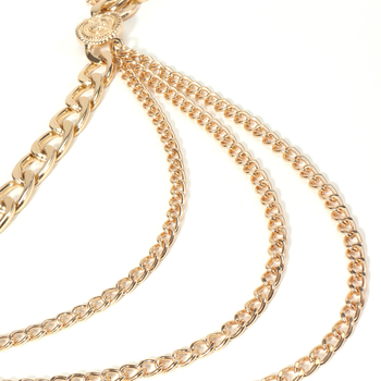 Унисекс метална поясна верига с ресни и монети от двете страни, телесна верига за ризи и рокли, Yanqi