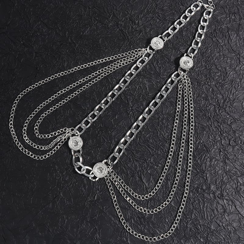 Унисекс метална поясна верига с ресни и монети от двете страни, телесна верига за ризи и рокли, Yanqi