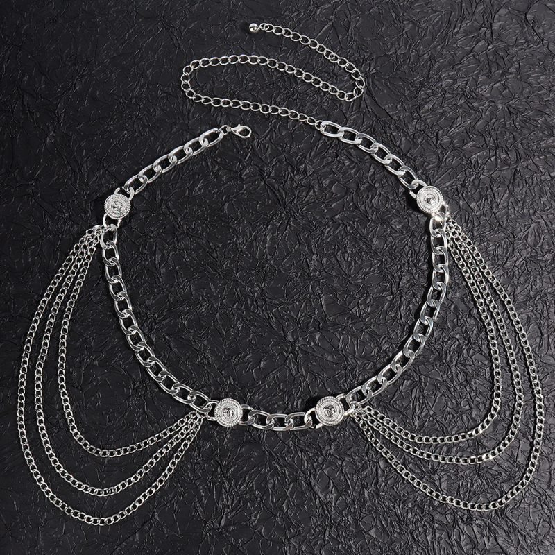 Унисекс метална поясна верига с ресни и монети от двете страни, телесна верига за ризи и рокли, Yanqi