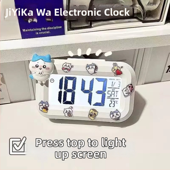 Будилник с LED цифров дисплей, батерийно захранване, електронно движение, едностранен, карикатурен стил.