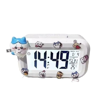 Будилник с LED цифров дисплей, батерийно захранване, електронно движение, едностранен, карикатурен стил.