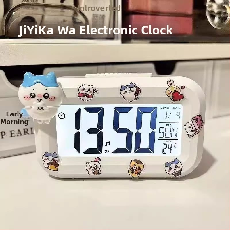 Будилник с LED цифров дисплей, батерийно захранване, електронно движение, едностранен, карикатурен стил.