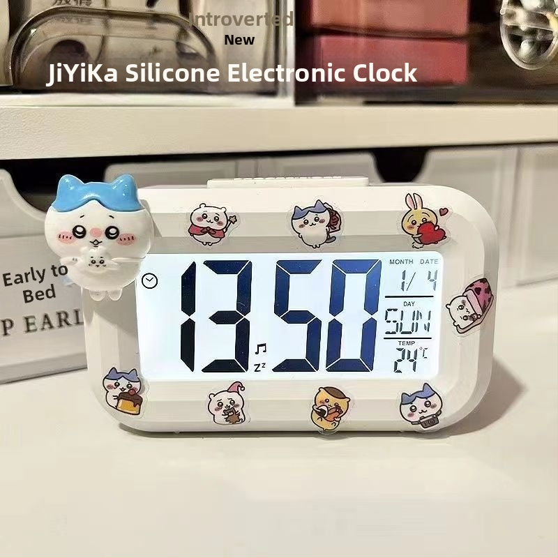 Будилник с LED цифров дисплей, батерийно захранване, електронно движение, едностранен, карикатурен стил.