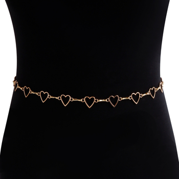 Верижка за талия с метално кухо сърце, женска, дължина 80–100 см, единична верига, персонализиране