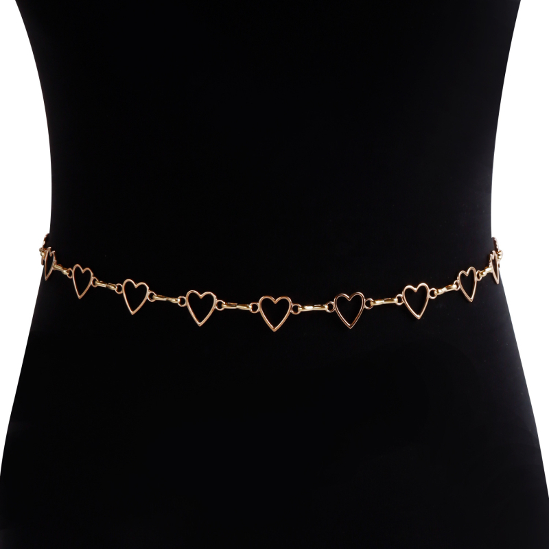 Верижка за талия с метално кухо сърце, женска, дължина 80–100 см, единична верига, персонализиране