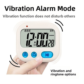 Настолен часовник с вибрационен будилник, безшумен режим и подсветка, функция за събуждане (батерийно захранване; корпус: пластмаса; циферблат: ABS пластмаса; стил: прост)