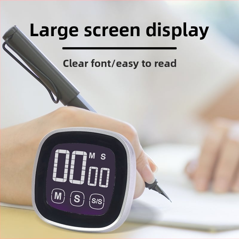 LCD сензорен таймер за управление на времето, квадратен ABS електронен часовник с будилник, захранван с батерия