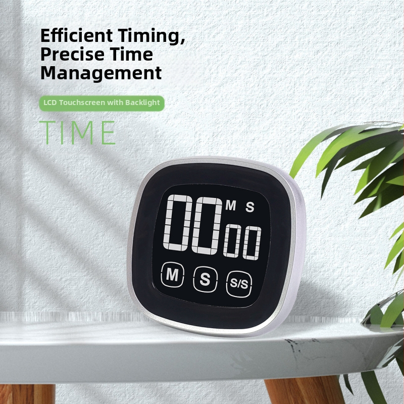 LCD puutetundlik ekraaniga taimer ajajuhtimiseks, ruudukujuline ABS elektrooniline kell äratusfunktsiooniga, patareidega toidetav