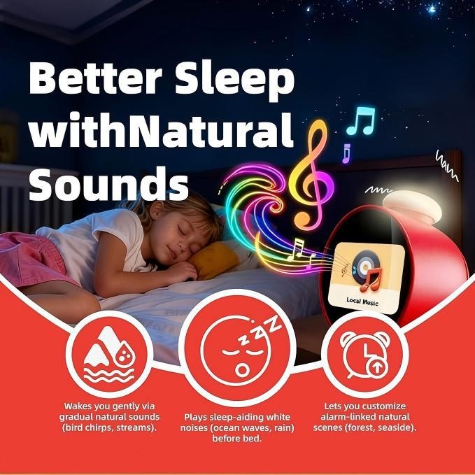 Будилник с AI гласово управление за ученици, двустранен LCD дисплей, презареждаем, ABS корпус, дебелина 15 мм+