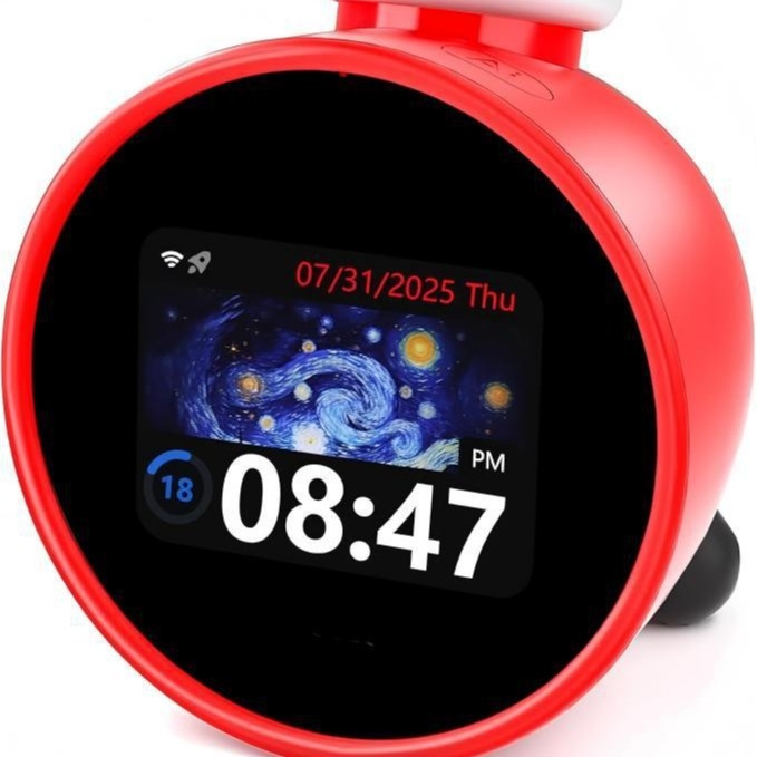 Будилник с AI гласово управление за ученици, двустранен LCD дисплей, презареждаем, ABS корпус, дебелина 15 мм+