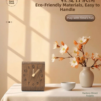 Настолен часовник – Безшумен, дървен корпус, циферблат с закалено стъкло, захранване с батерии, аналогов дисплей