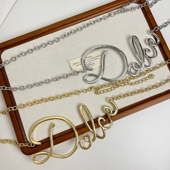 Верижка за талия за жени с бахрома и буквен дизайн — метална, дължина 80–100 см, ширина 1 см, двойно коланче