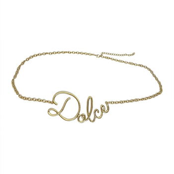 Верижка за талия за жени с бахрома и буквен дизайн — метална, дължина 80–100 см, ширина 1 см, двойно коланче