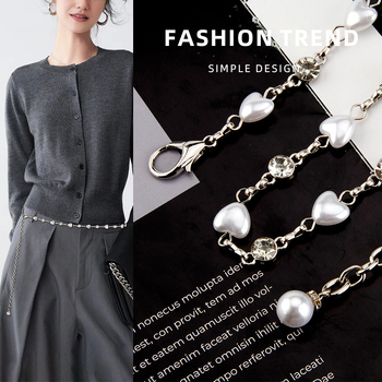 Дамска талийна верига с декоративни перли и кристали, метал, модерен стил, единичен обхват на колана, възможност за персонализация