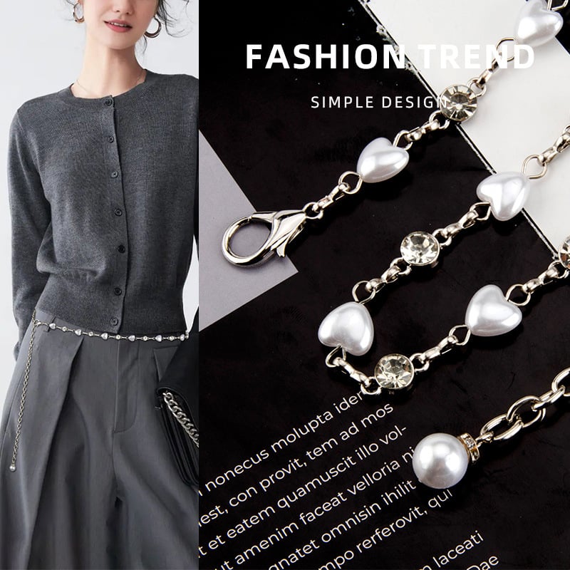 Дамска талийна верига с декоративни перли и кристали, метал, модерен стил, единичен обхват на колана, възможност за персонализация