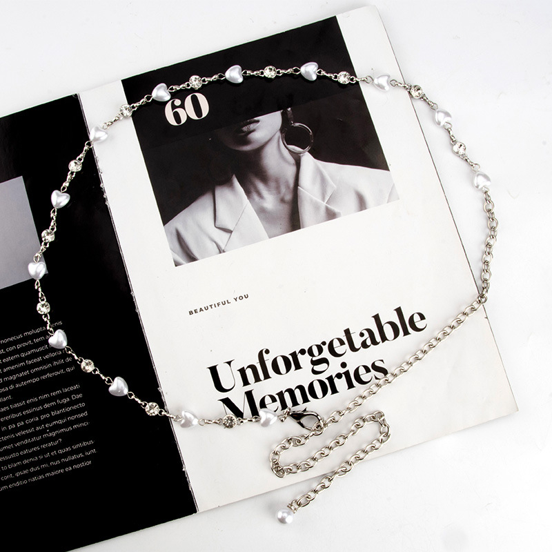 Дамска талийна верига с декоративни перли и кристали, метал, модерен стил, единичен обхват на колана, възможност за персонализация