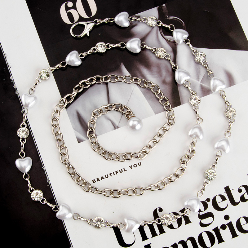 Дамска талийна верига с декоративни перли и кристали, метал, модерен стил, единичен обхват на колана, възможност за персонализация