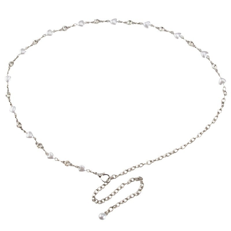 Дамска талийна верига с декоративни перли и кристали, метал, модерен стил, единичен обхват на колана, възможност за персонализация