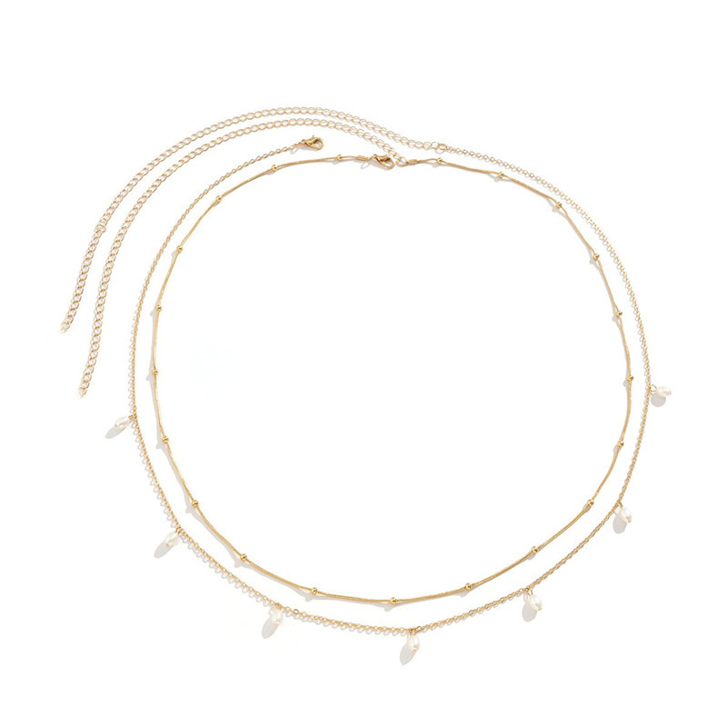 Верига за талия с двойна перлена висулка, сплав, за жени