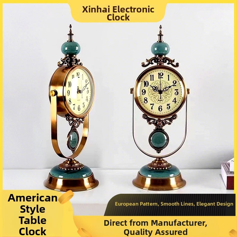 Десктоп часовник, скандинавски стил, аналогов дисплей, захранван от батерии, метален корпус