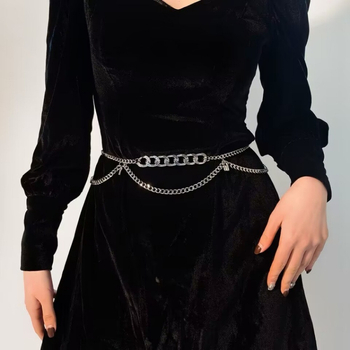 Талия верига с ресни и геометрична висулка от метал, стил All-Match, персонализируема по рисунка и образец, никел‑фри покритие