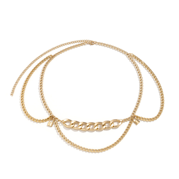 Талия верига с ресни и геометрична висулка от метал, стил All-Match, персонализируема по рисунка и образец, никел‑фри покритие