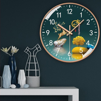 Стенно часовник с Hengfan кварцов механизъм, пластмасов корпус и циферблат, батерийно захранване, едностранен, прост и модерен стил