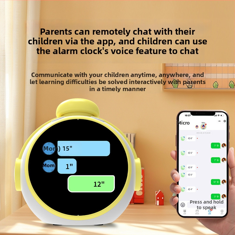 Смарт будилник с AI глас, обучение за самодисциплина и добри навици, режим на умни сцени, LCD цифров дисплей, външно захранване