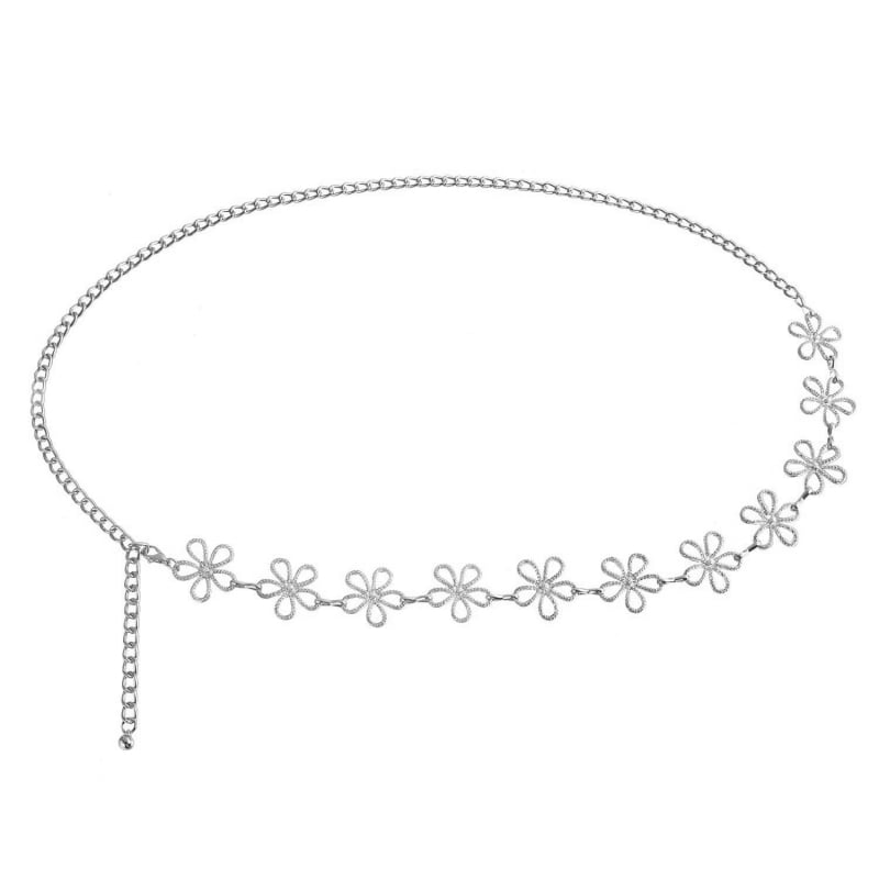 Метален ланец за талия и тяло с изрязан цветен мотив, етно стил бижута