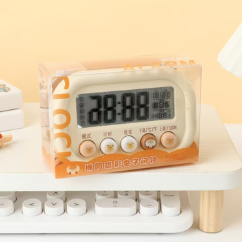 Будилник за бюро Snap – батериен, електронен механизъм, елипсовиден арков дисплей с цифри, ABS корпус