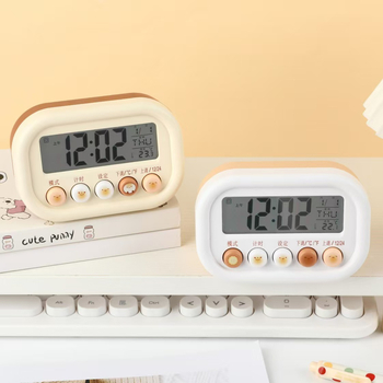 Будилник за бюро Snap – батериен, електронен механизъм, елипсовиден арков дисплей с цифри, ABS корпус